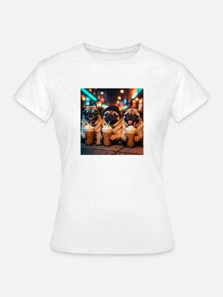 Lustige Mopsliebhaber und Mitternachtskaffee-Liebhaber - Frauen T-Shirt - Weiß