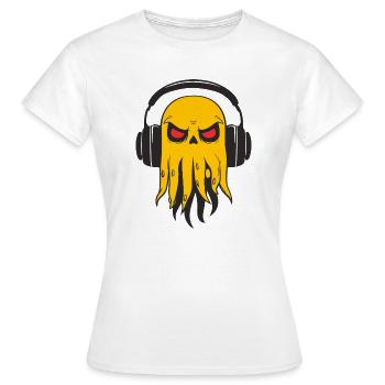 Gelber Tentakel mit Kopfhörern - Frauen T-Shirt - Weiß - Vorne - AI Model Female 172 dark (172cm)