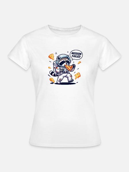 Kosmischer Waschbär-Pizza - Frauen T-Shirt - Weiß
