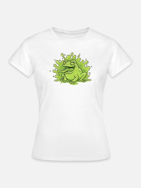 Fröhlicher Frosch im Slime Splash - Frauen T-Shirt - Weiß