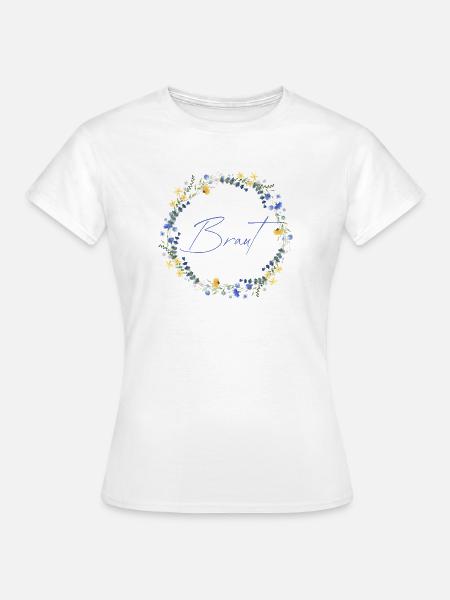 Brautblumenkranz "Braut" - Frauen T-Shirt - Weiß