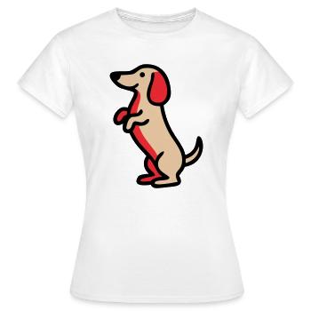 Petit teckel Mec Comic - T-shirt Femme - blanc - Devant - AI Model Female 172 dark (172cm)