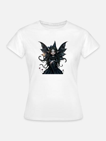 Dunkle Fee mit schwarzen Flügeln - Frauen T-Shirt - Weiß