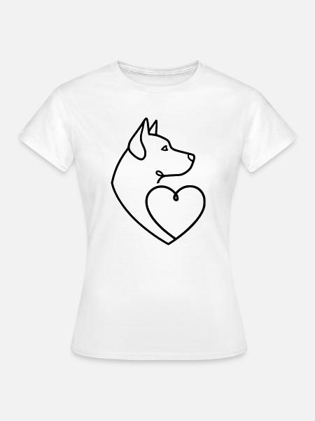 Husky Schäferhund Herz Line Art - Frauen T-Shirt - Weiß