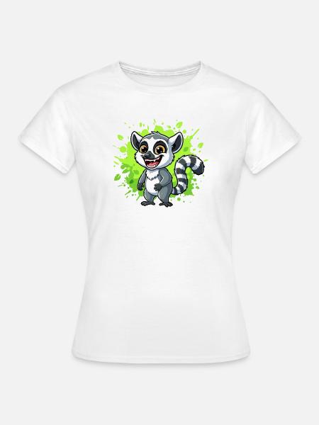 Lemur Neon Spritzer - Frauen T-Shirt - Weiß