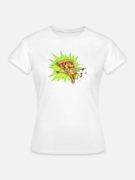 Pizzastück Aggressor Neonburst - Frauen T-Shirt - Weiß