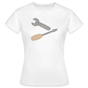 Werkzeugduo: Schraubenschlüssel & Schraubendreher - Frauen T-Shirt - Weiß - Vorne - AI Model Female 172 dark (172cm)