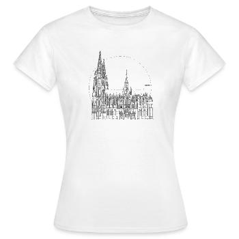 Köln Dom – Line Art PLZ - Frauen T-Shirt - Weiß - Vorne - AI Model Female 172 dark (172cm)