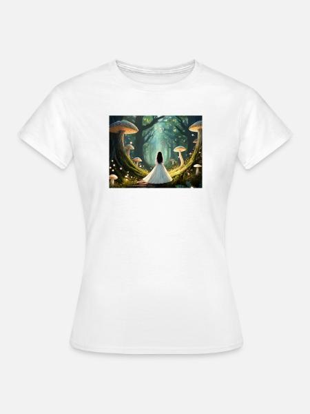 Märchenwald mit Pilzen - Frauen T-Shirt - Weiß