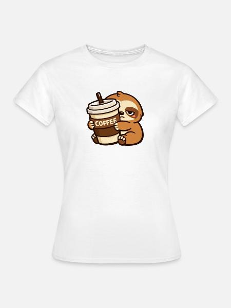 Kaffee-liebendes Faultier - Frauen T-Shirt - Weiß