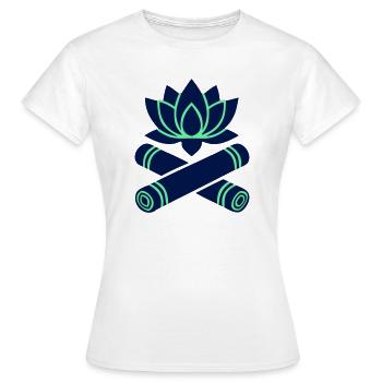 Fleurs de lotus croisées en bambou - T-shirt Femme - blanc - Devant - AI Model Female 172 dark (172cm)