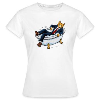 Corporate Cat in a Soapy Bathtub - Women's T-Shirt - white - Front - AI Model Female 172 dark (172cm)