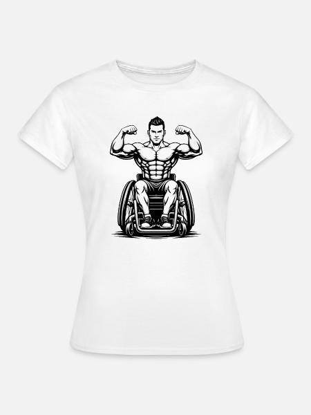 Starker Mann Rollstuhl Fitness Design - Frauen T-Shirt - Weiß