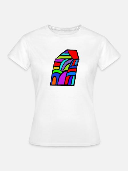 Farbiges Haus Mosaik - Frauen T-Shirt - Weiß