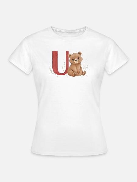 Bär mit Buchstabe U - Frauen T-Shirt - Weiß