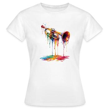 Trumpet with dripping paint - Women's T-Shirt - white - Front - AI Model Female 172 dark (172cm)