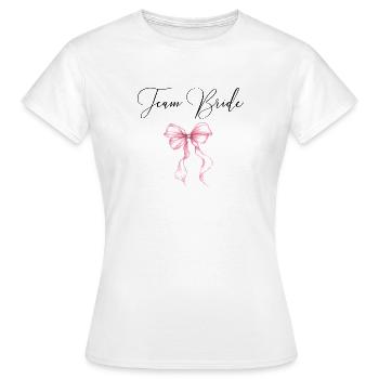 Team Bride! Pinke Schleife - Frauen T-Shirt - Weiß - Vorne - AI Model Female 172 dark (172cm)