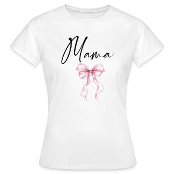 Mama Design mit Rosa Schleife – Süßes Mama Motiv - Frauen T-Shirt - Weiß - Vorne - AI Model Female 172 dark (172cm)