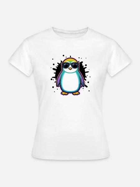 Pinguin-Regenbogengläser - Frauen T-Shirt - Weiß