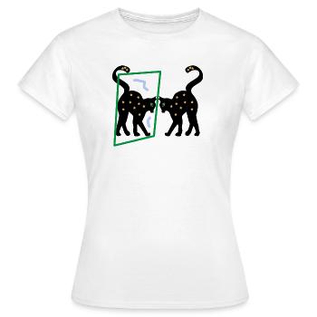 Spiegel das Kätzchen, Abstraktion - Frauen T-Shirt - Weiß - Vorne - AI Model Female 172 dark (172cm)