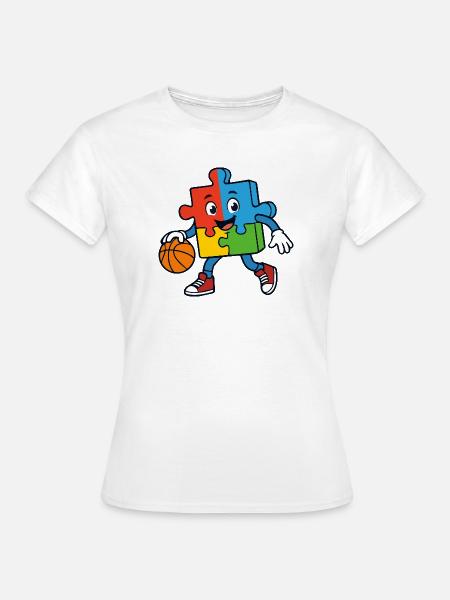 Buntes Puzzlestück Dribblings Basketball - Frauen T-Shirt - Weiß