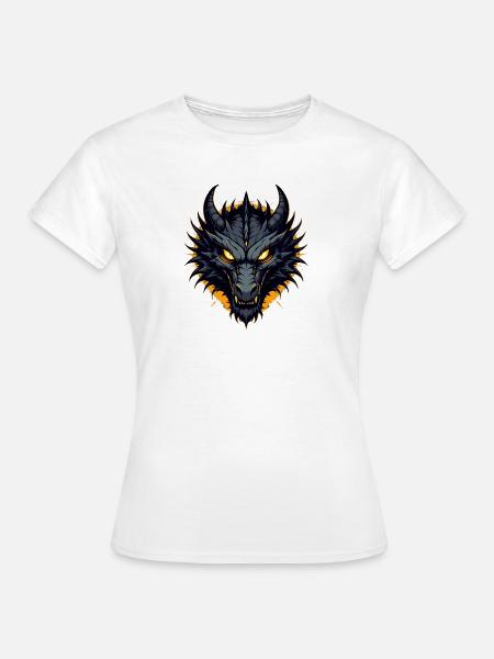 Schwarzer Drache Drachenkopf - Frauen T-Shirt - Weiß