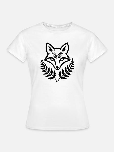 Fuchs Kopf Farn Blätter Wappen - Frauen T-Shirt - Weiß