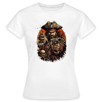 Kapitän-Pirat mit Kanone - Frauen T-Shirt - Weiß - Vorne - AI Model Female 172 dark (172cm)