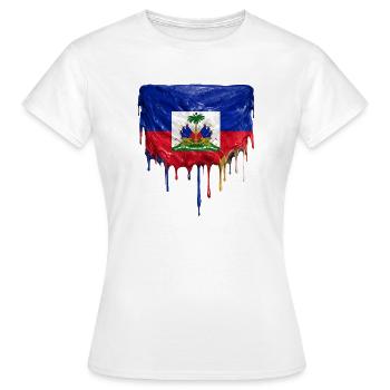 Drapeau haïtien avec une peinture laque fluide - T-shirt Femme - blanc - Devant - AI Model Female 172 dark (172cm)