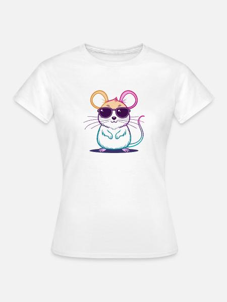 Regenbogen-Maus-Brille - Frauen T-Shirt - Weiß