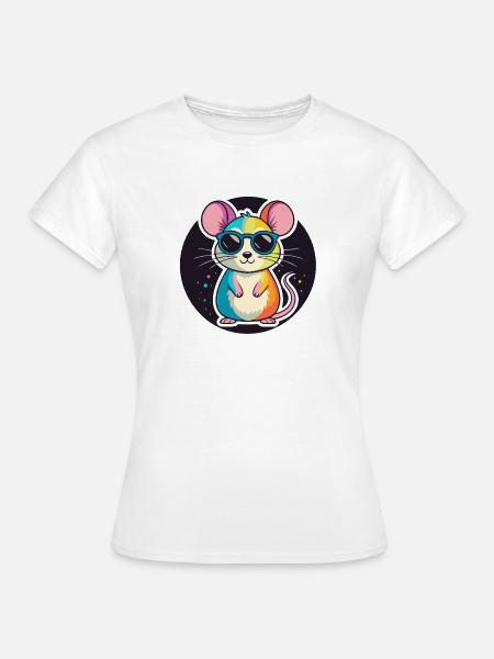 Regenbogen-Maus-Brille - Frauen T-Shirt - Weiß