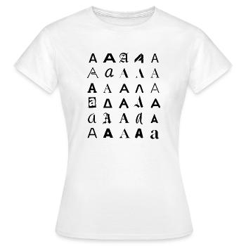 Typografie: Ein Buchstabenvariationsdesign. - Frauen T-Shirt - Weiß - Vorne - AI Model Female 172 dark (172cm)