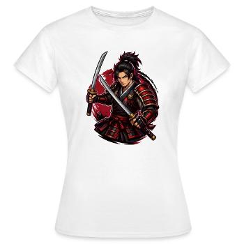 Combattant Samouraï dans Red Swirl - T-shirt Femme - blanc - Devant - AI Model Female 172 dark (172cm)
