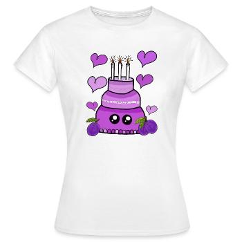 Gâteau aux prunes Gâteau d’anniversaire Kawaii - T-shirt Femme - blanc - Devant - AI Model Female 172 dark (172cm)