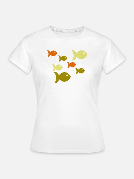 Fische Fischschwarm - Frauen T-Shirt - Weiß