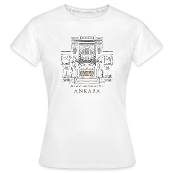 Ankara Kunstmuseum Fassade - Frauen T-Shirt - Weiß - Vorne - AI Model Female 172 dark (172cm)