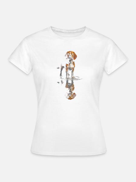Beagle am Wasserspiegel - Frauen T-Shirt - Weiß