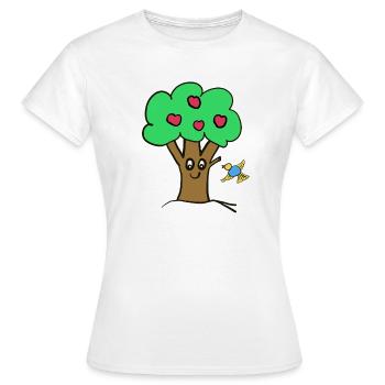 Apfelbaum Baum Natur  Vogel - Frauen T-Shirt - Weiß - Vorne - AI Model Female 172 dark (172cm)