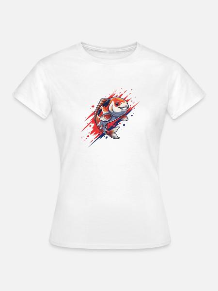 Koi-Splash Rot Blau Style - Frauen T-Shirt - Weiß