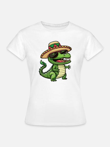 Aligator Lustig Sombrero - Frauen T-Shirt - Weiß