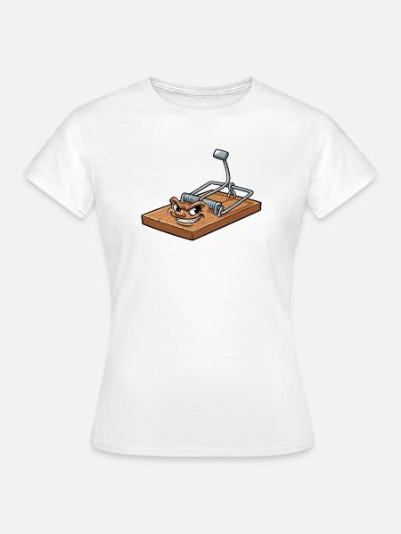 Freche Mausefalle Cartoon - Frauen T-Shirt - Weiß