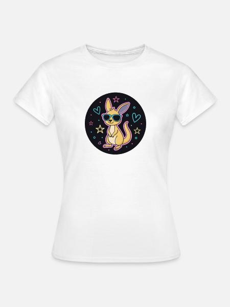 Neon-Känguru-Gläser - Frauen T-Shirt - Weiß