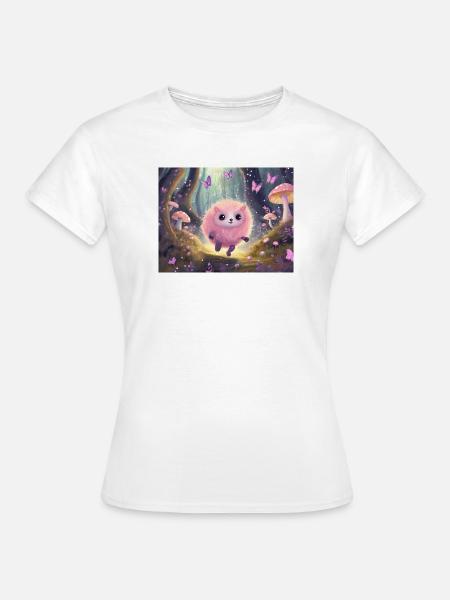 Fluffiges Waldkätzchen im Feenwald - Frauen T-Shirt - Weiß