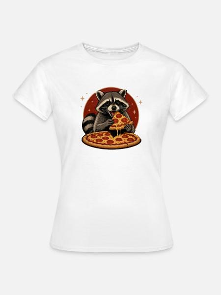 Pizza Waschbär - Frauen T-Shirt - Weiß