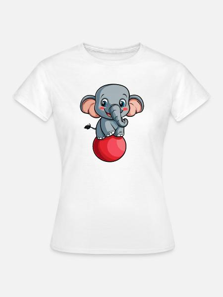 Elefant mit Ball - Frauen T-Shirt - Weiß