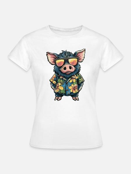 Schwein Comic Urlaub Wildschwein - Frauen T-Shirt - Weiß