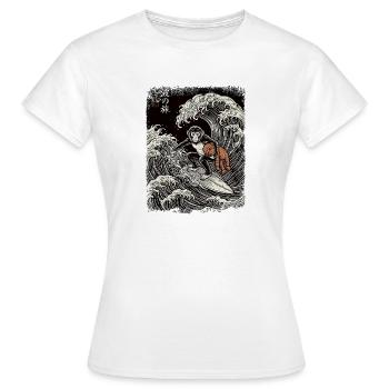 Ukiyo-e Baby Monkey Punch - Frauen T-Shirt - Weiß - Vorne - AI Model Female 172 dark (172cm)