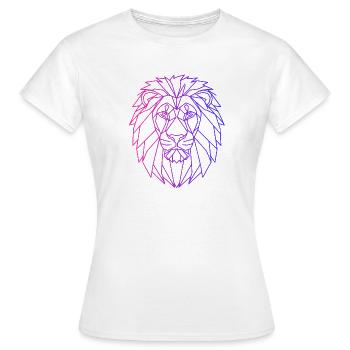 Löwen T-Shirt Neon – Lion Shirt Herren Damen - Frauen T-Shirt - Weiß - Vorne - AI Model Female 172 dark (172cm)