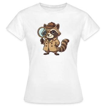 Waschbär Detektiv mit Lupe - Frauen T-Shirt - Weiß - Vorne - AI Model Female 172 dark (172cm)
