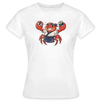 Krabben Sushi-Koch mit Kopfbedeckung - Frauen T-Shirt - Weiß - Vorne - AI Model Female 172 dark (172cm)